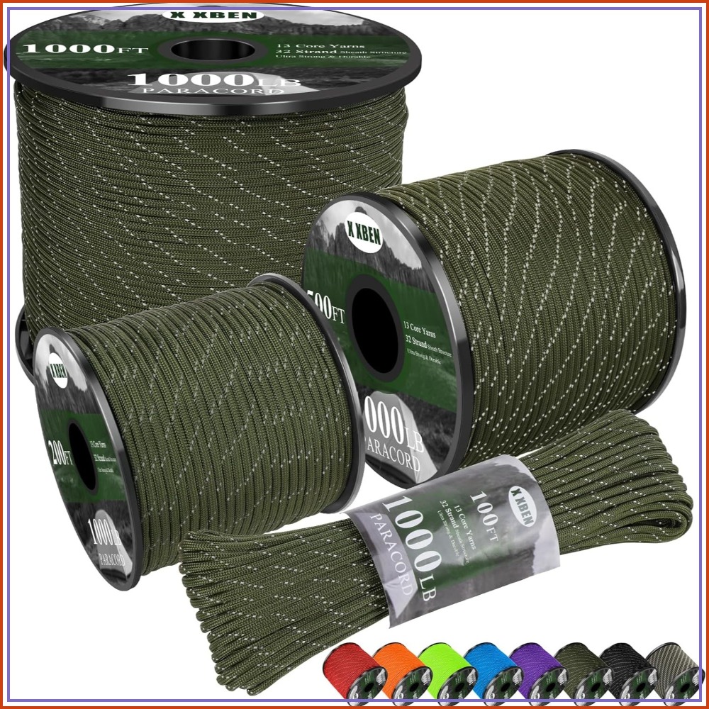 Para Cord 1000Ft - Reflective Paracord 1000lb, 50-1000ft 4mm 13