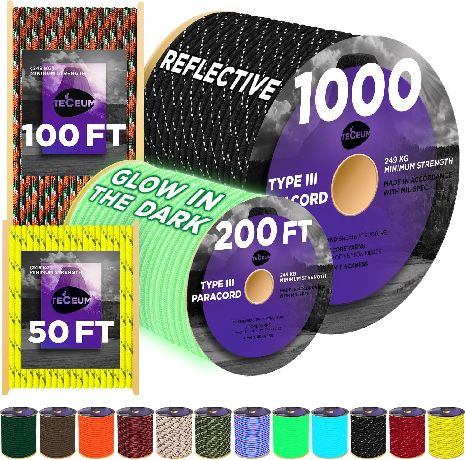 Reflective Paracord Rope 1000f - Para Cord 1000Ft 评论和价格