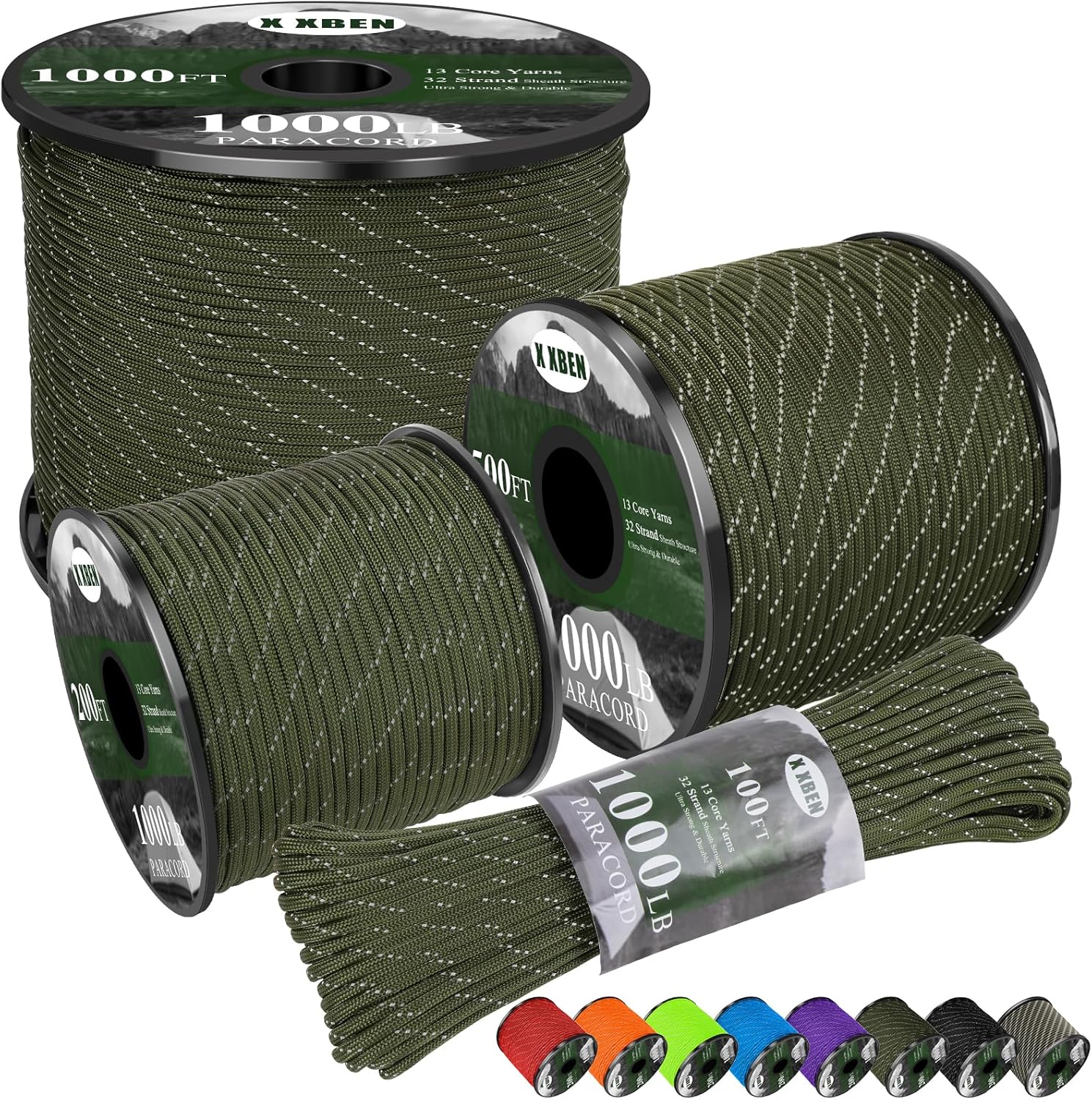 1000lb Reflective Paracord 4mm - Para Cord 1000Ft 评论和价格