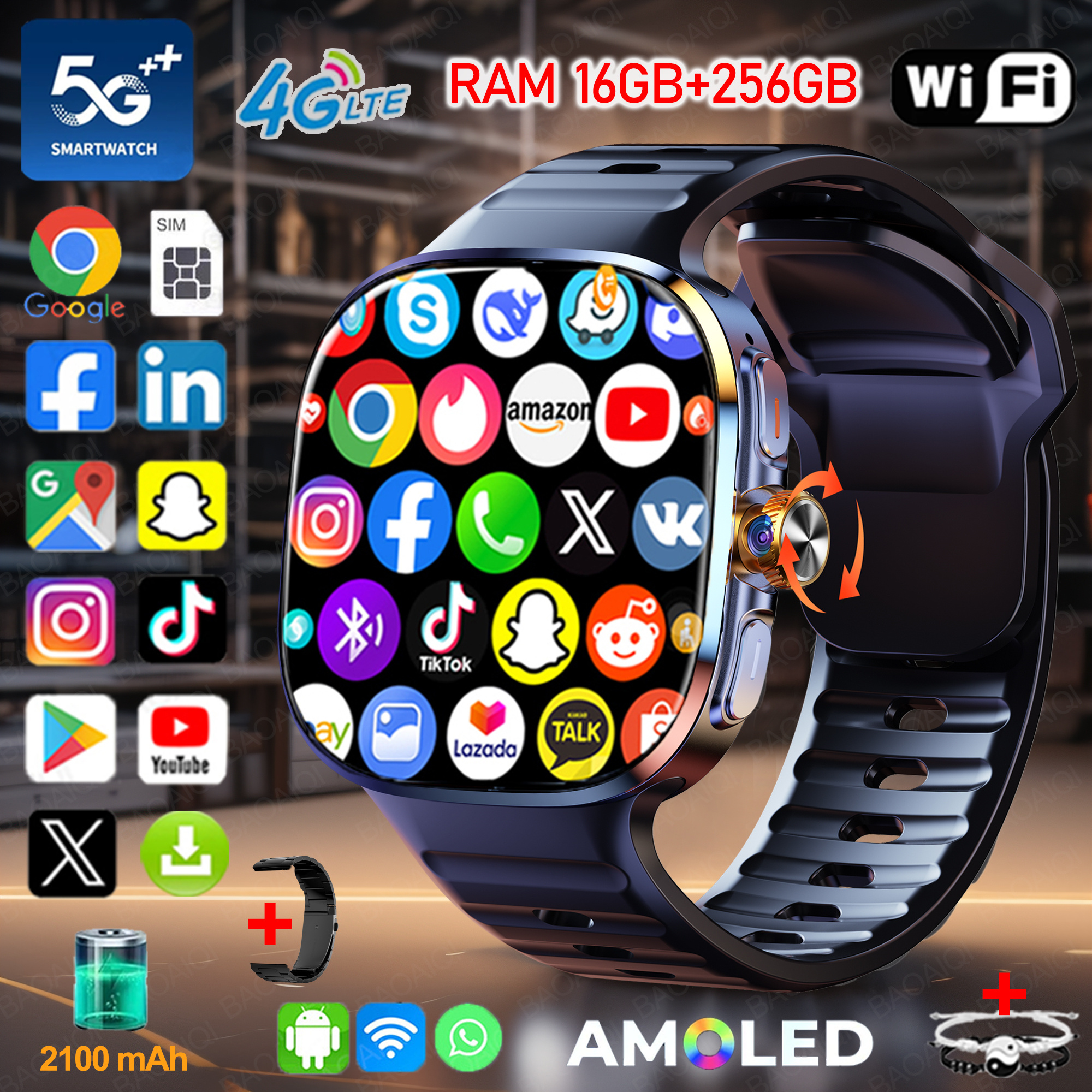 New Large Screen Smartwatch 4G - Compass Lensatic 评论和价格