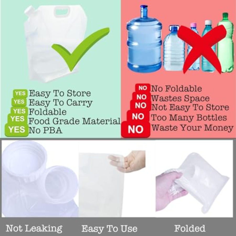 16-Pack Collapsible Water Cont - Water Bag Collapsible 评论和价格