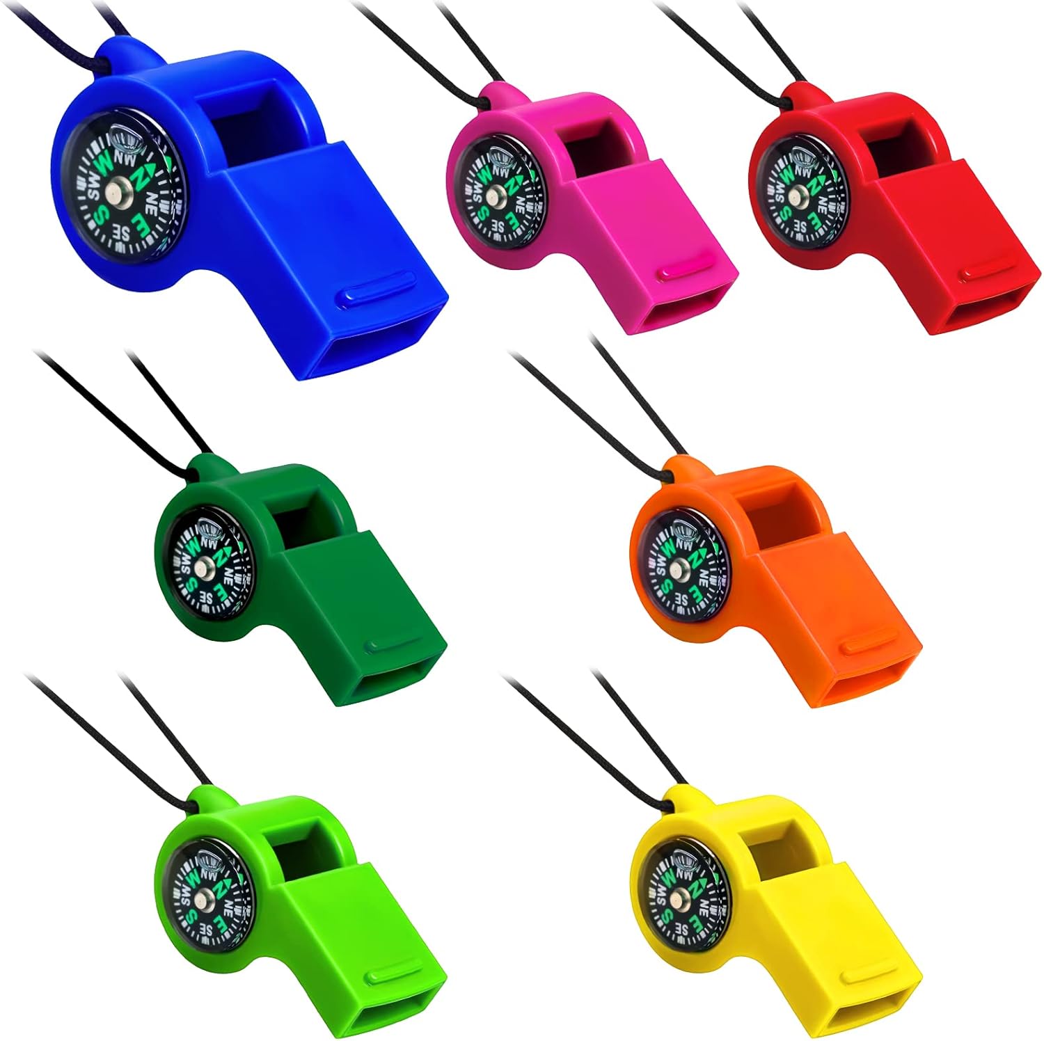 7 Pack 2-in-1 Whistle Compass  - Emergency Whistle Loud 评论和价格