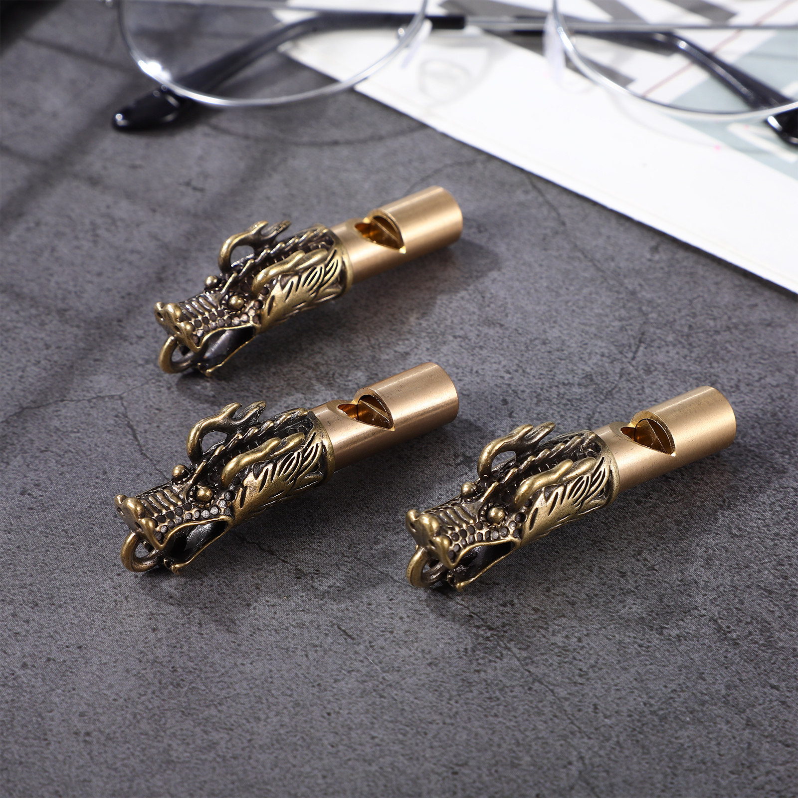 3Pcs Chinese Dragon Brass Whis - Emergency Whistle Loud 评论和价格