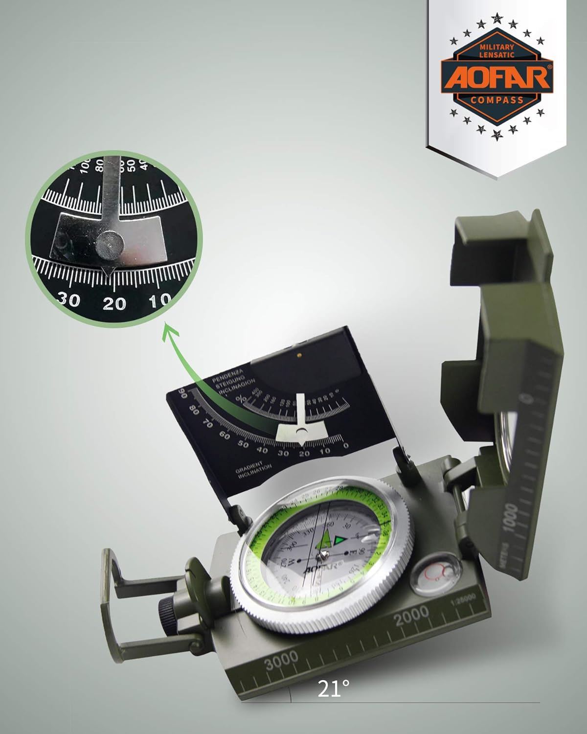 Military Compass for Hiking, L - Compass Lensatic 评论和价格