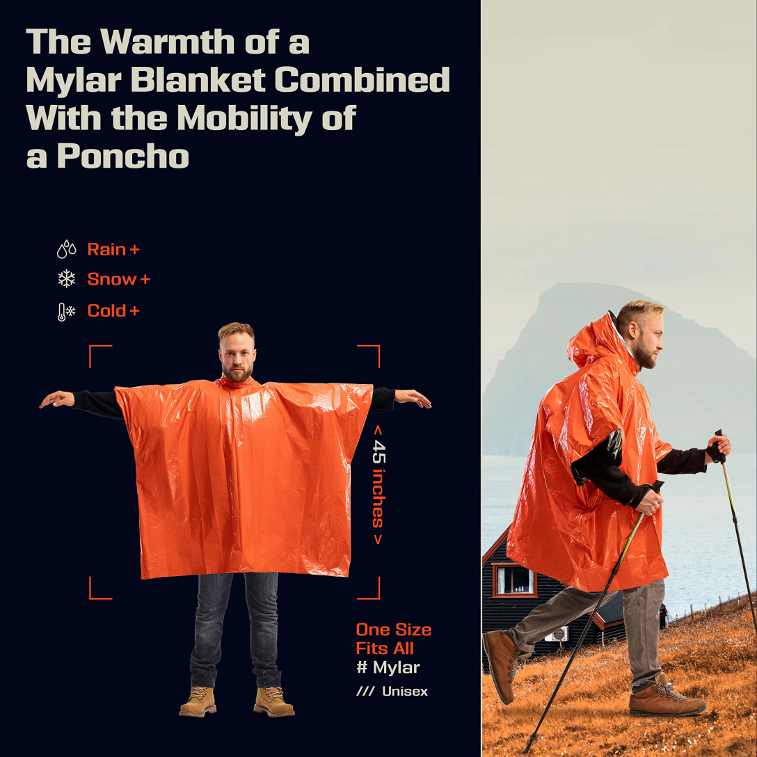 Emergency Rain Poncho with Hoo - Emergency Mylar Tent 评论和价格